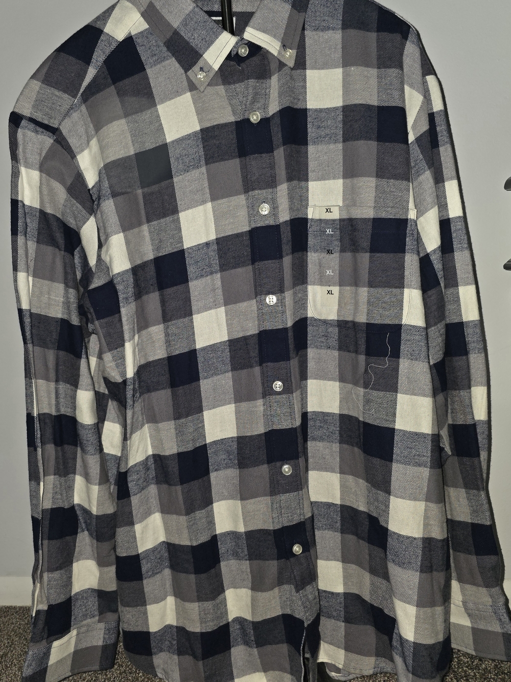 Club Room Navy, White & Gray Plaid Button-Down Shirt